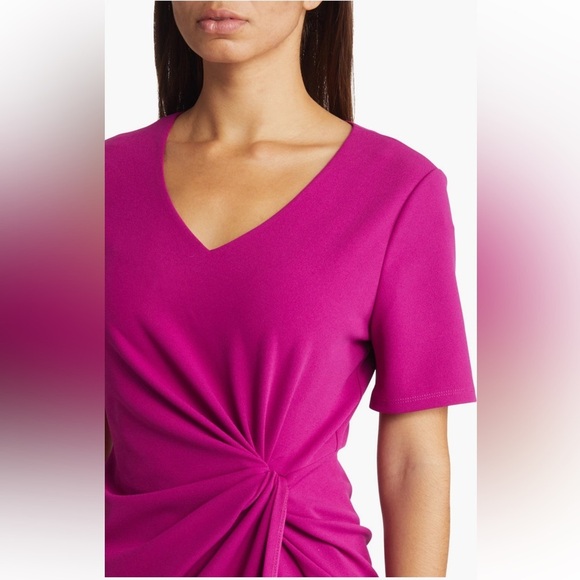 Tahari ASL Stretch Crepe Side Knot Dress in Currant Size 6 NWT - Picture 6 of 15